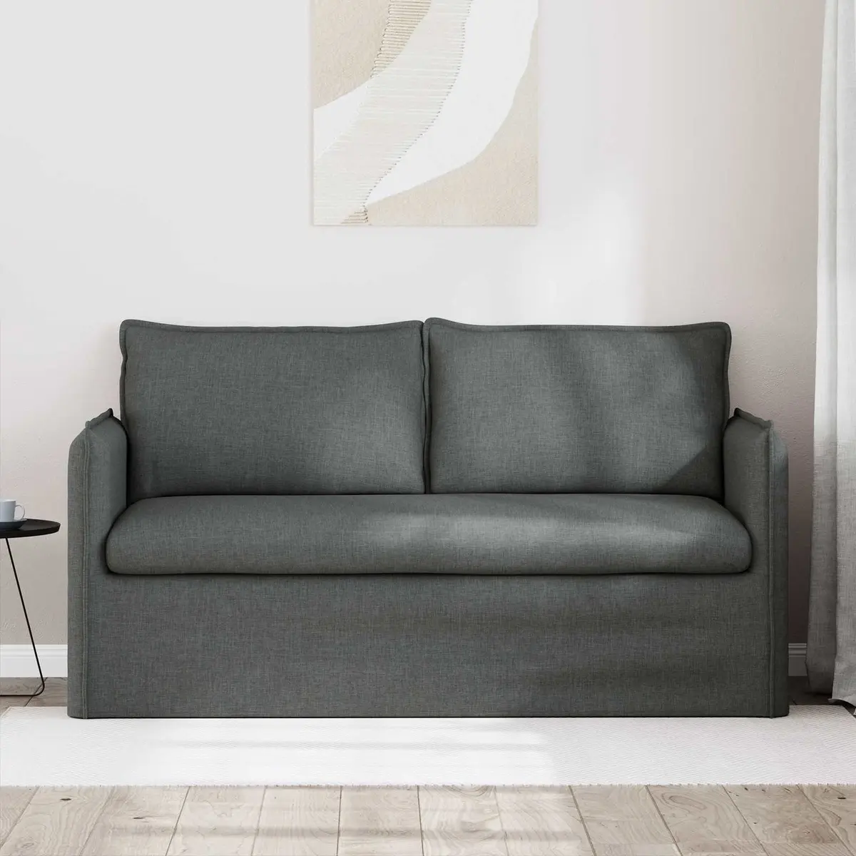 Grey Fabric Sofa Modular Lounge Settee 156 x 82 x 85 cm Modern Living Room Couch