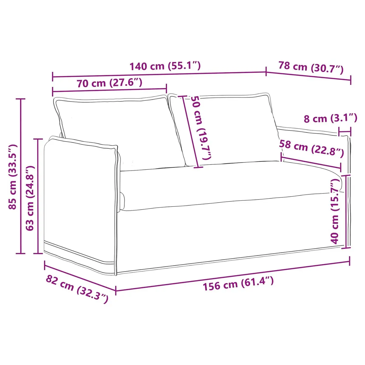Grey Fabric Sofa Modular Lounge Settee 156 x 82 x 85 cm Modern Living Room Couch