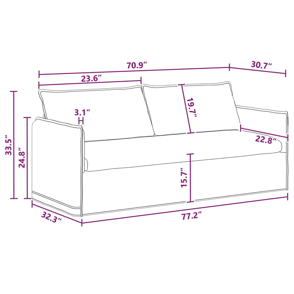 Modular Grey Fabric Sofa Rectangular Lounge Seating Living Room