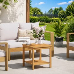 Charming Solid Acacia Wood Side Table 45x45x45cm