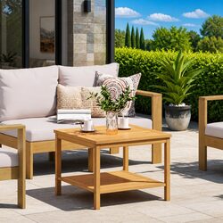 Rustic Acacia Wood Side Table for Garden and Home