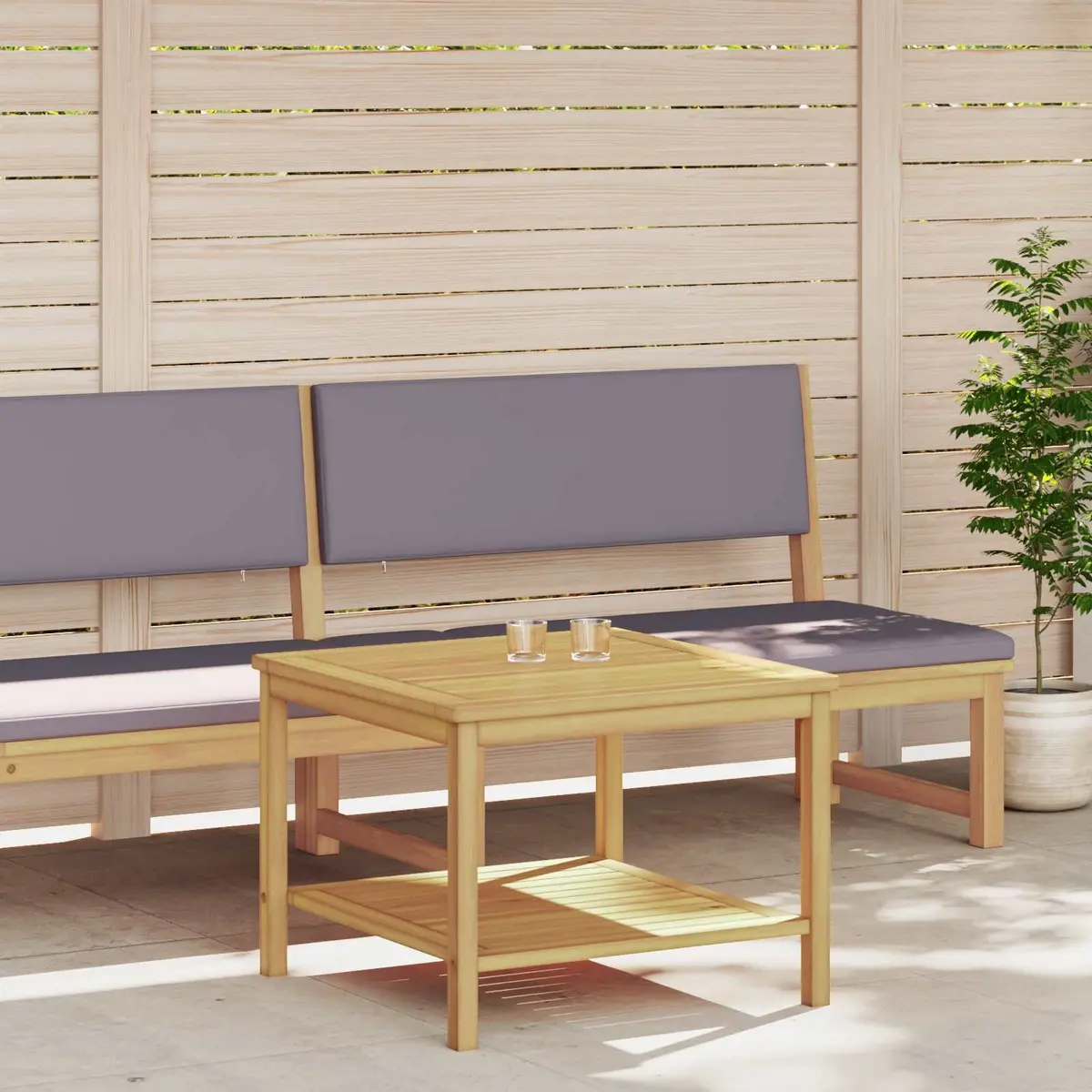 Rustic Acacia Wood Side Table for Garden and Home