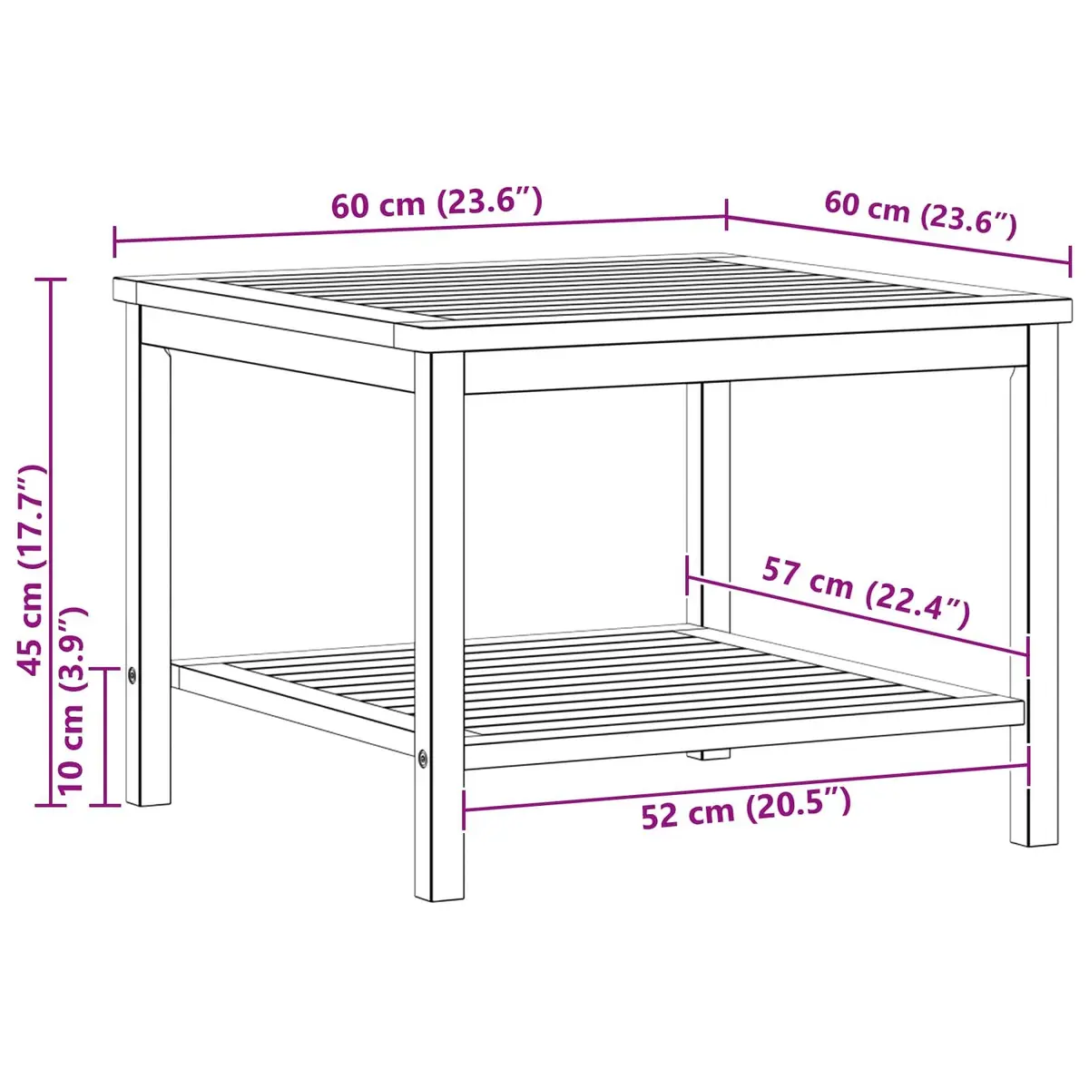 Rustic Acacia Wood Side Table for Garden and Home