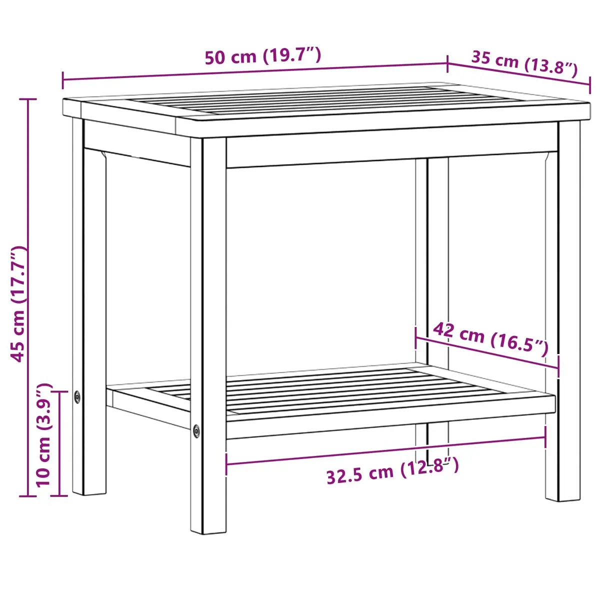 Acacia Wood Side Table for Garden and Patio