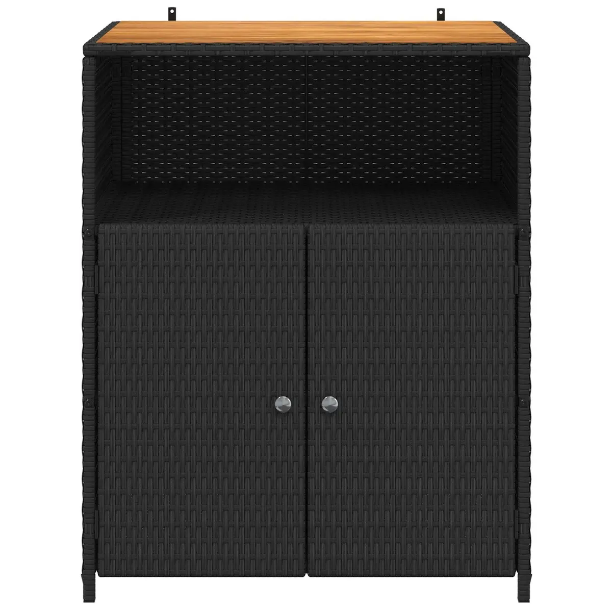 Storage Cabinet Black 70x50x87cm Acacia Wood Poly Rattan Indoor Outdoor Shelving