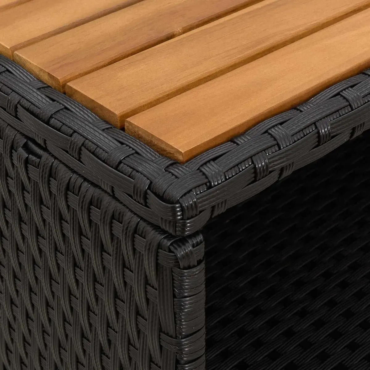 Storage Cabinet Black 70x50x87cm Acacia Wood Poly Rattan Indoor Outdoor Shelving