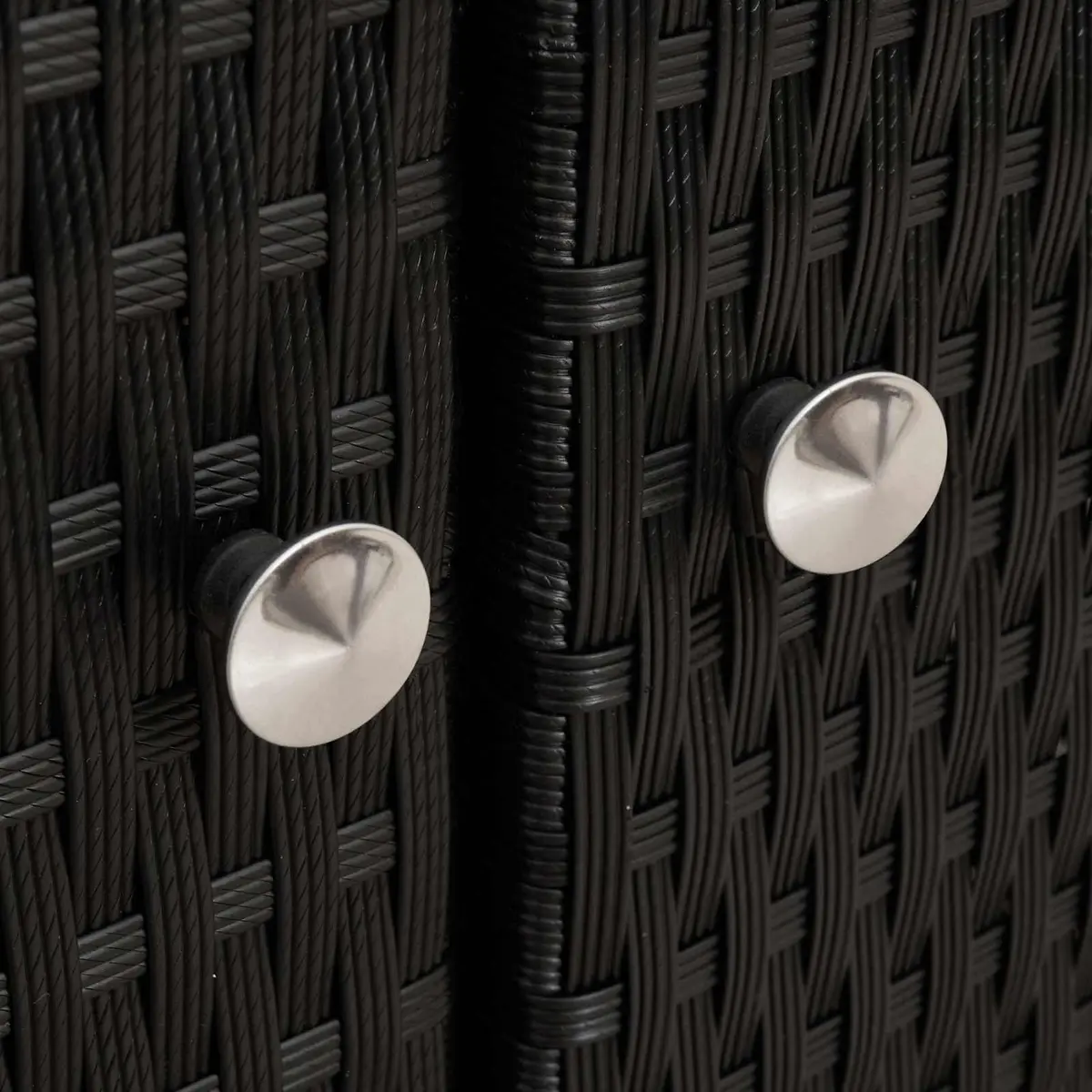 Storage Cabinet Black 70x50x87cm Acacia Wood Poly Rattan Indoor Outdoor Shelving