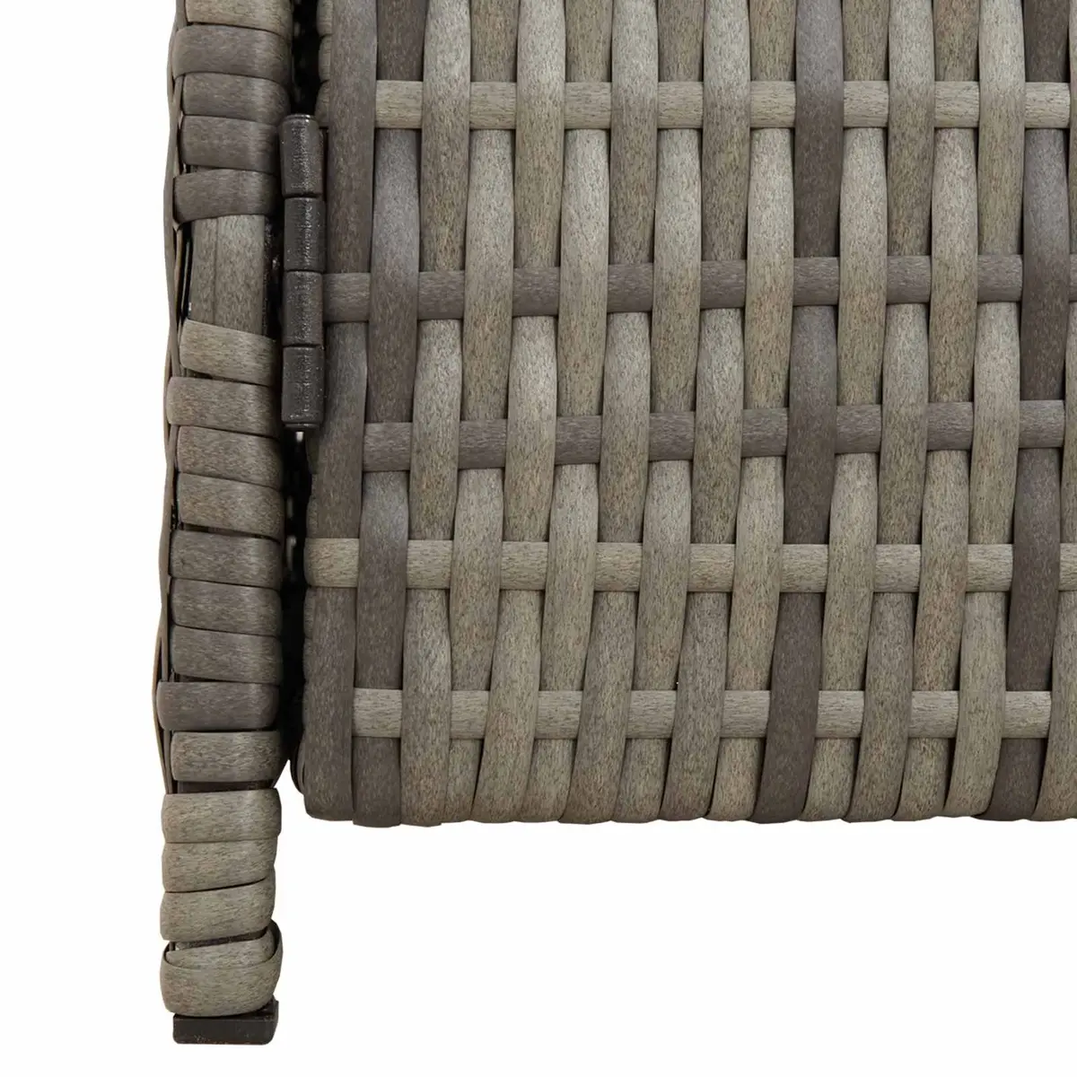 Storage Cabinet Grey 70x50x87cm Acacia Wood Top Poly Rattan Doors Powder Coated Steel Frame