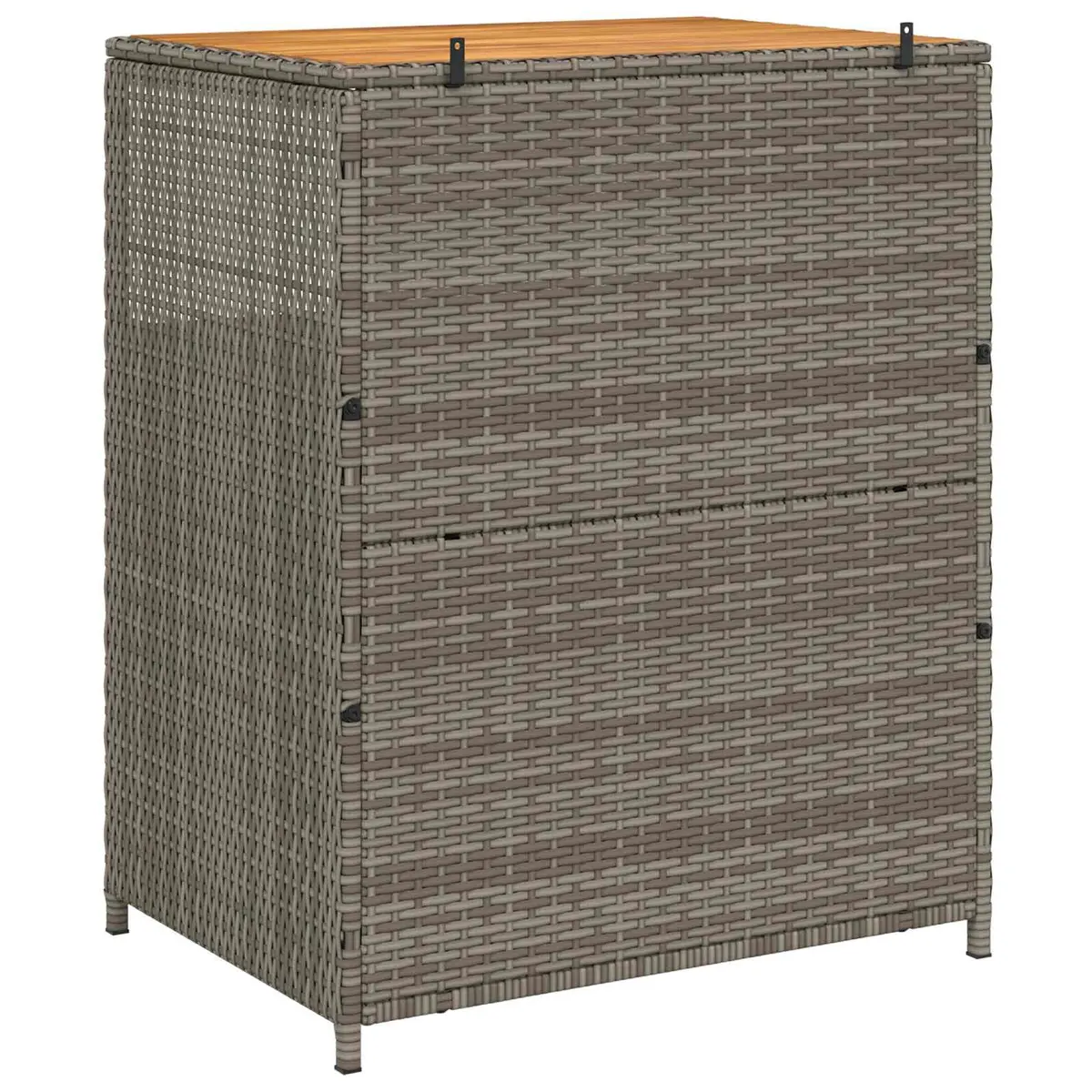 Storage Cabinet Grey 70x50x87cm Acacia Wood Top Poly Rattan Doors Powder Coated Steel Frame