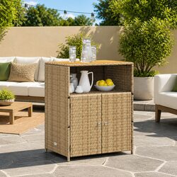 Beige Rattan Cabinet for Indoor and Outdoor Use