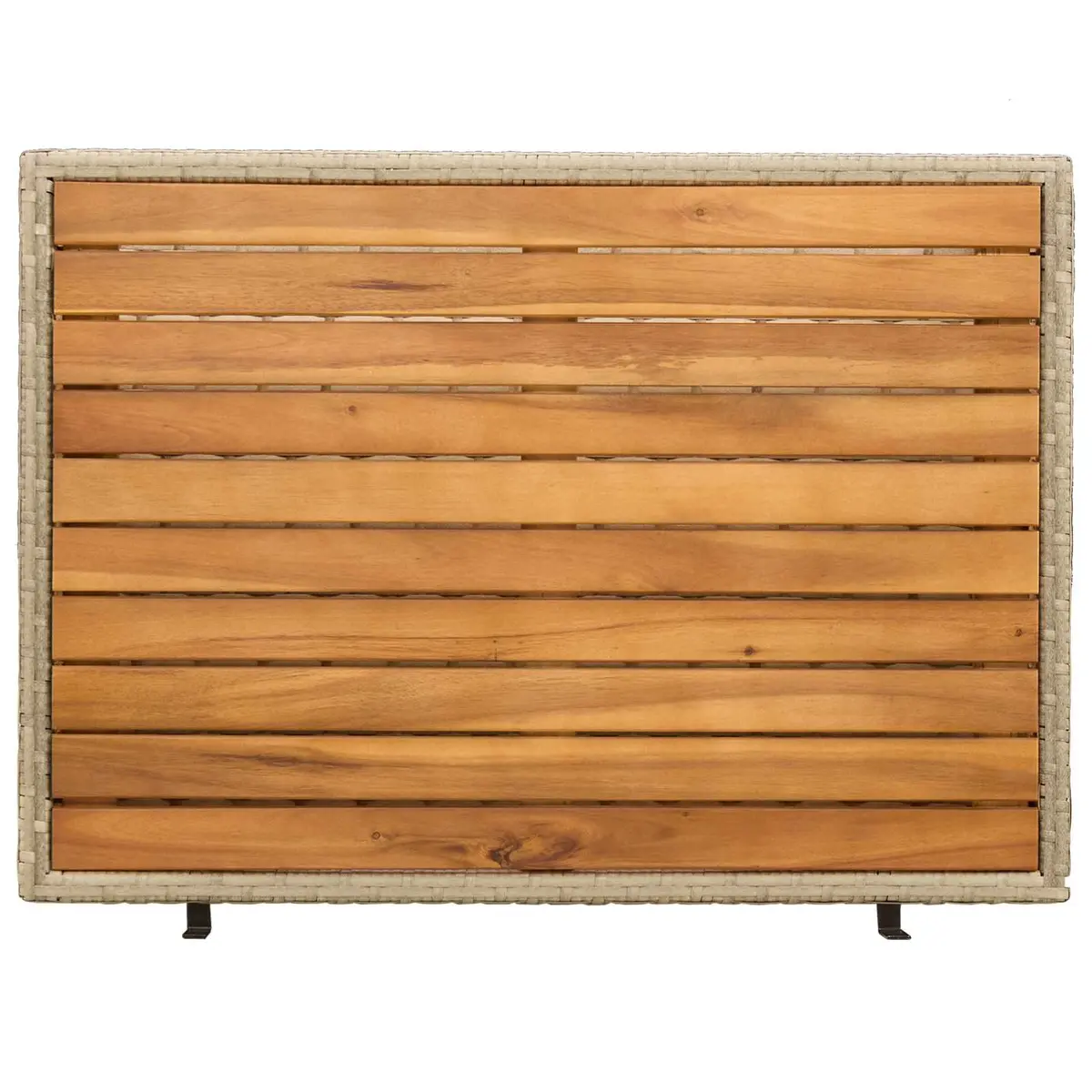 Rattan Cabinet Beige 70 x 50 x 87 cm Solid Acacia Wood Top Powder Coated Steel Frame Poly Rattan Shelves and Doors