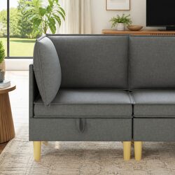Comfortable Grey Corner Sofa Storage Ottoman