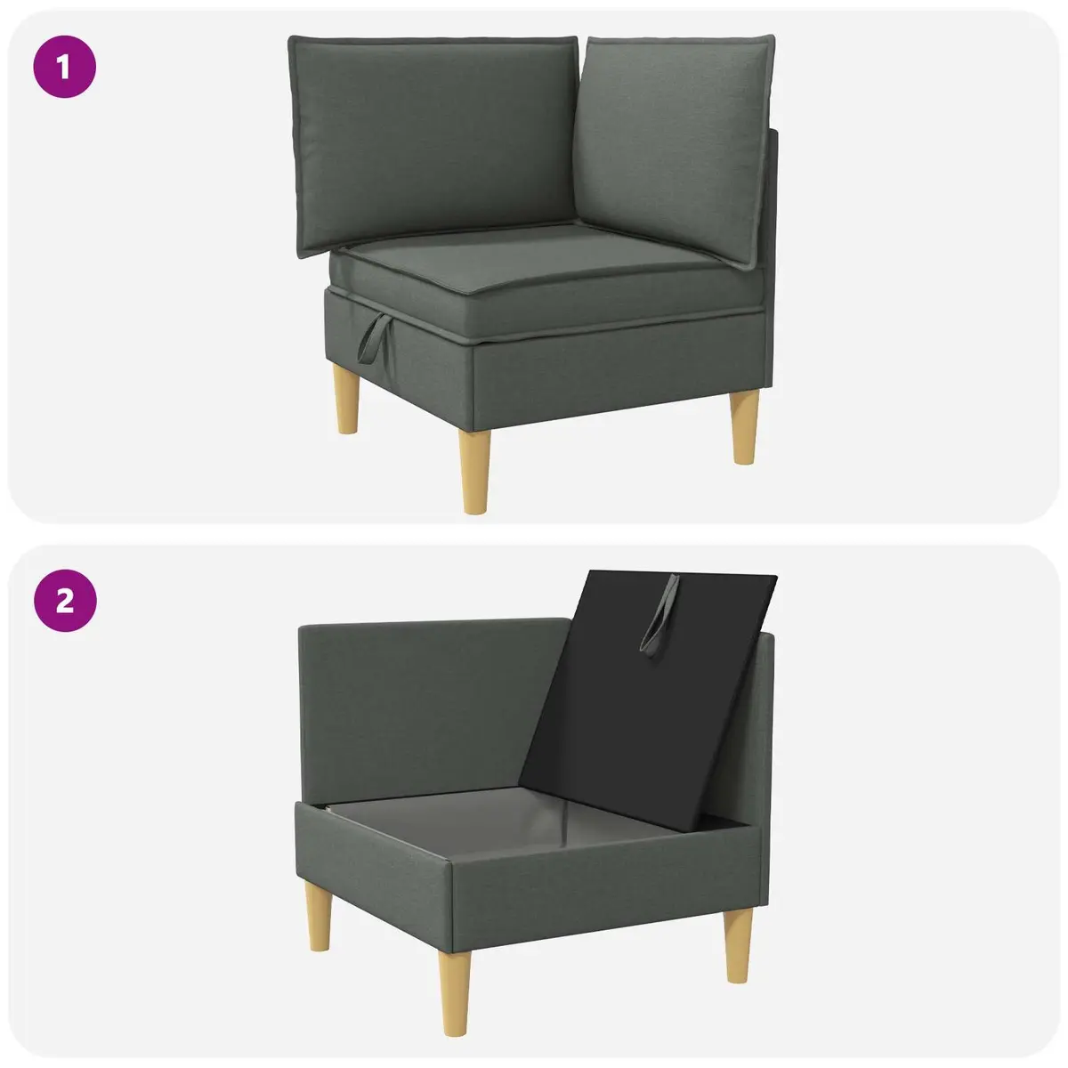 Grey Corner Sofa Storage Ottoman