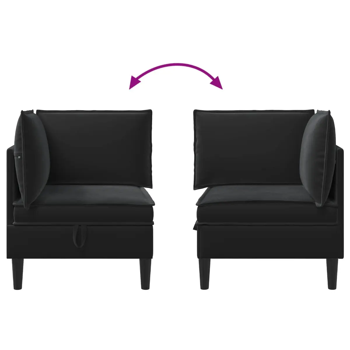 Black Velvet Sofa with Hidden Storage Space