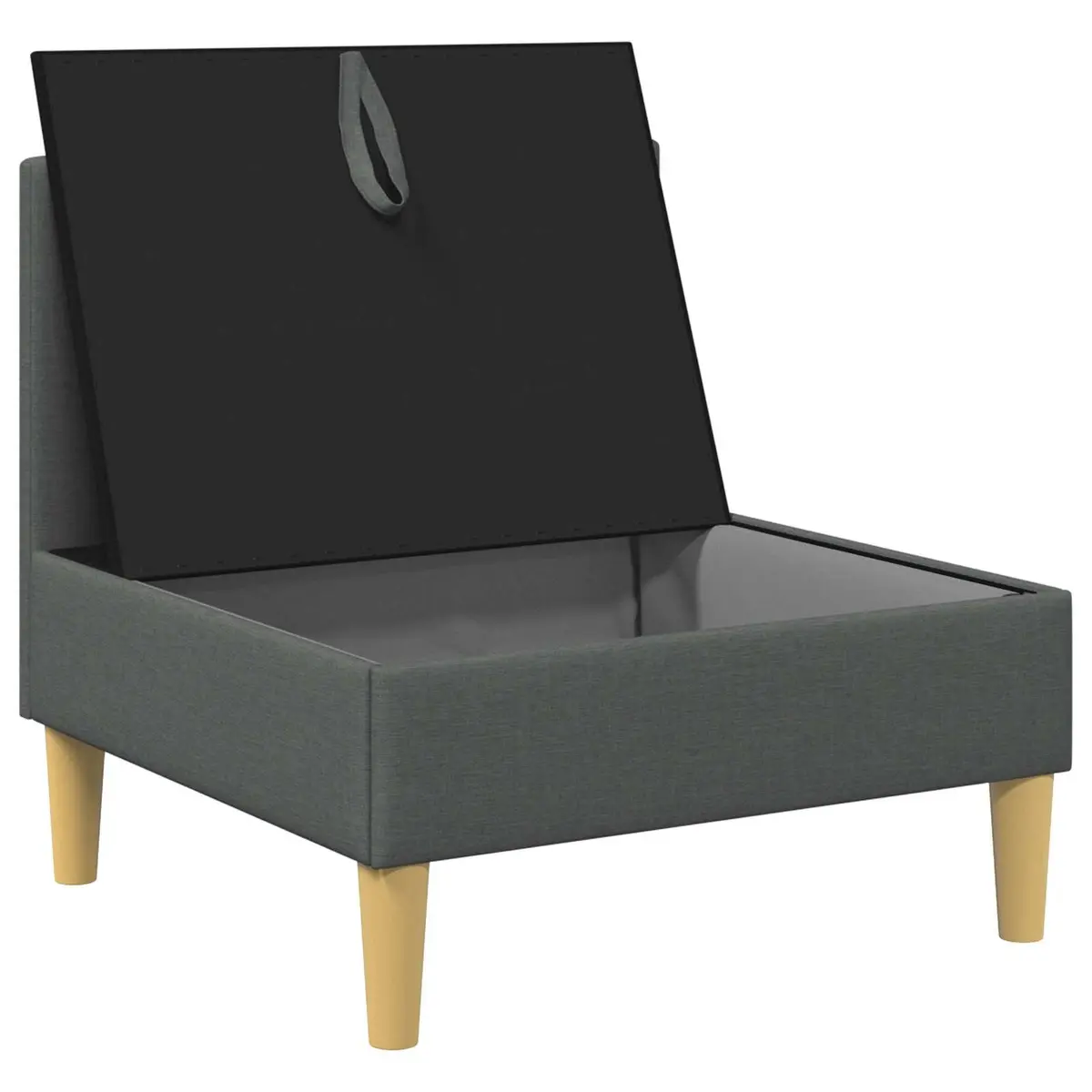 Storage Ottoman Fabric Footstool Dark Grey Square Seat with Hidden Storage