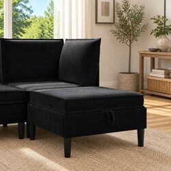 Black Velvet Storage Sofa Stool for Modern Living Rooms