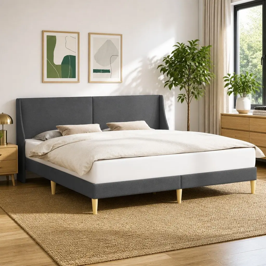 Bed Frame with Wall-Mounted Headboard