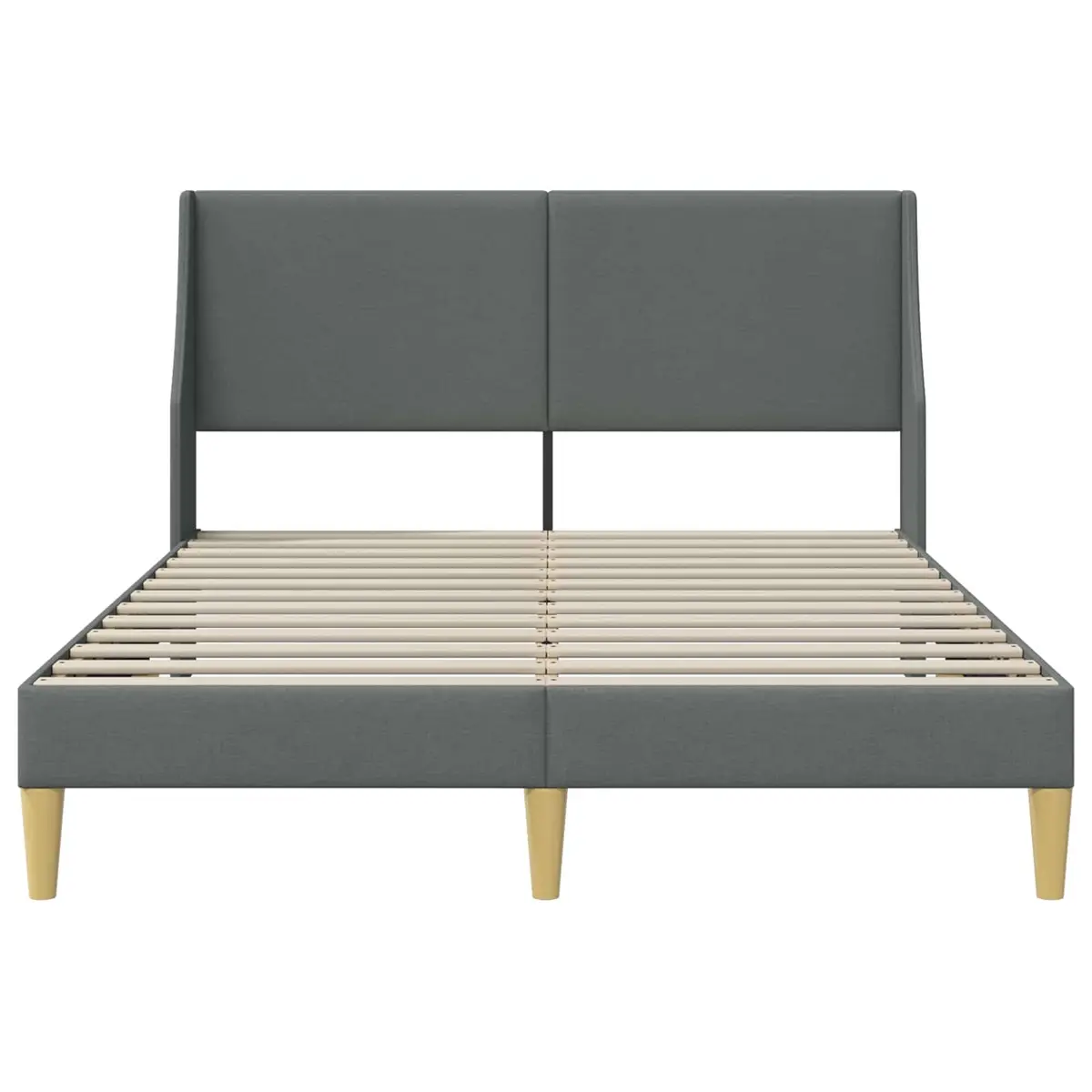 Bed Frame with Dark Grey Fabric Headboard Rectangular Modern Bedroom Furniture
