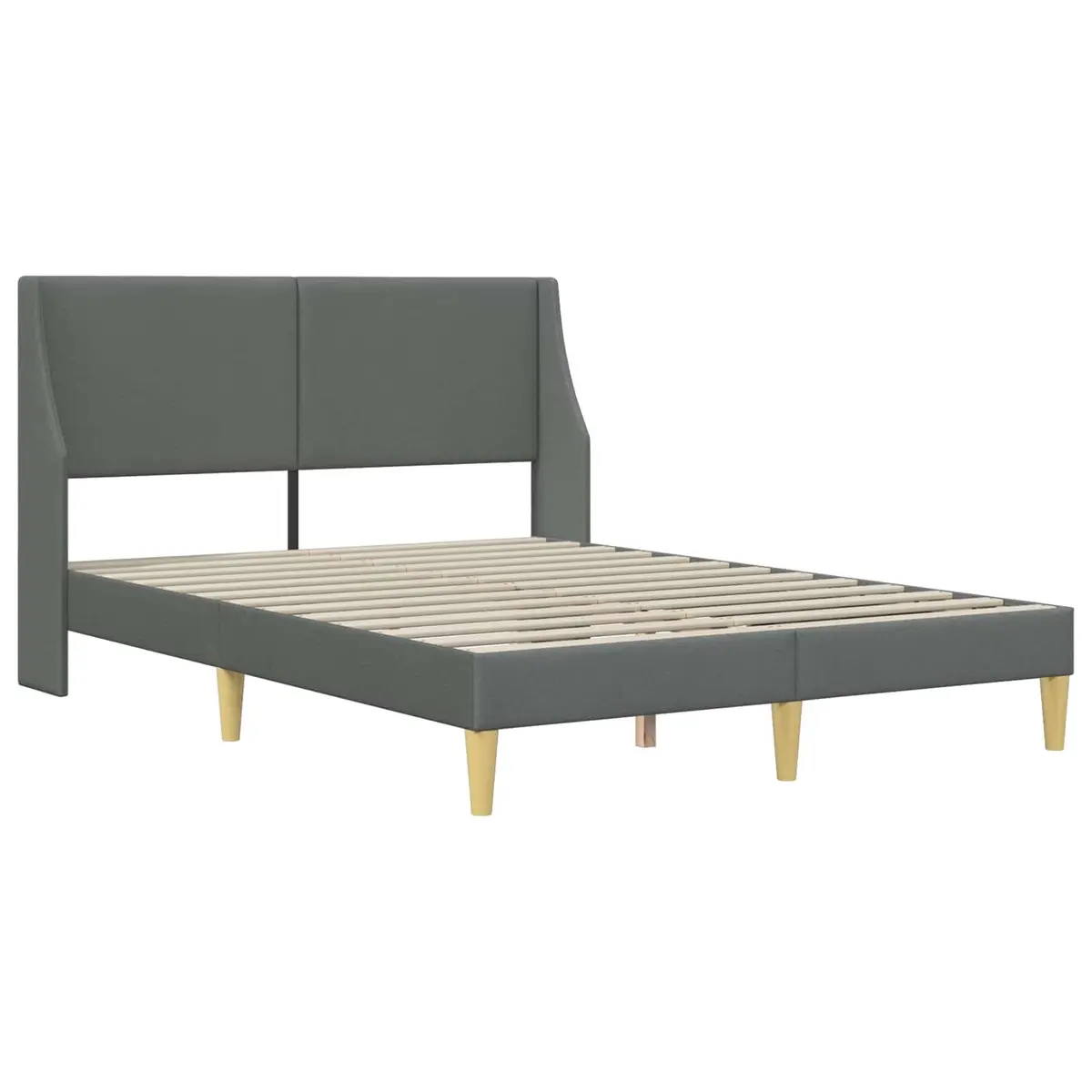 Fabric Headboard Bed Frame in Dark Grey 153 x 203 cm