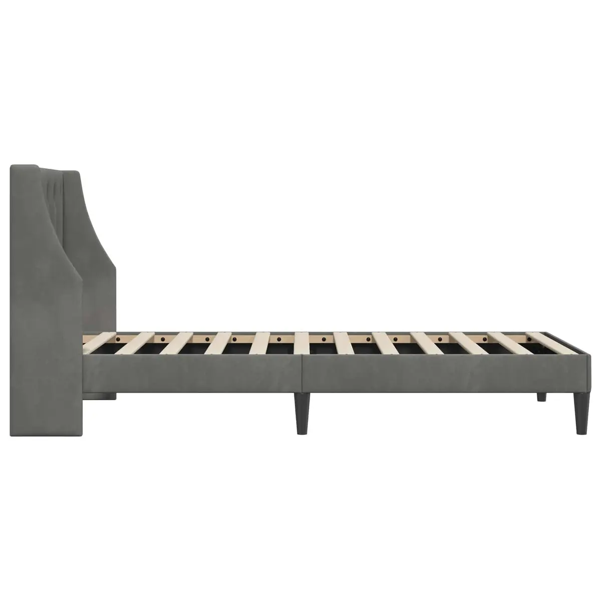 Grey Velvet Bed Frame with Headboard 90 x 190 cm