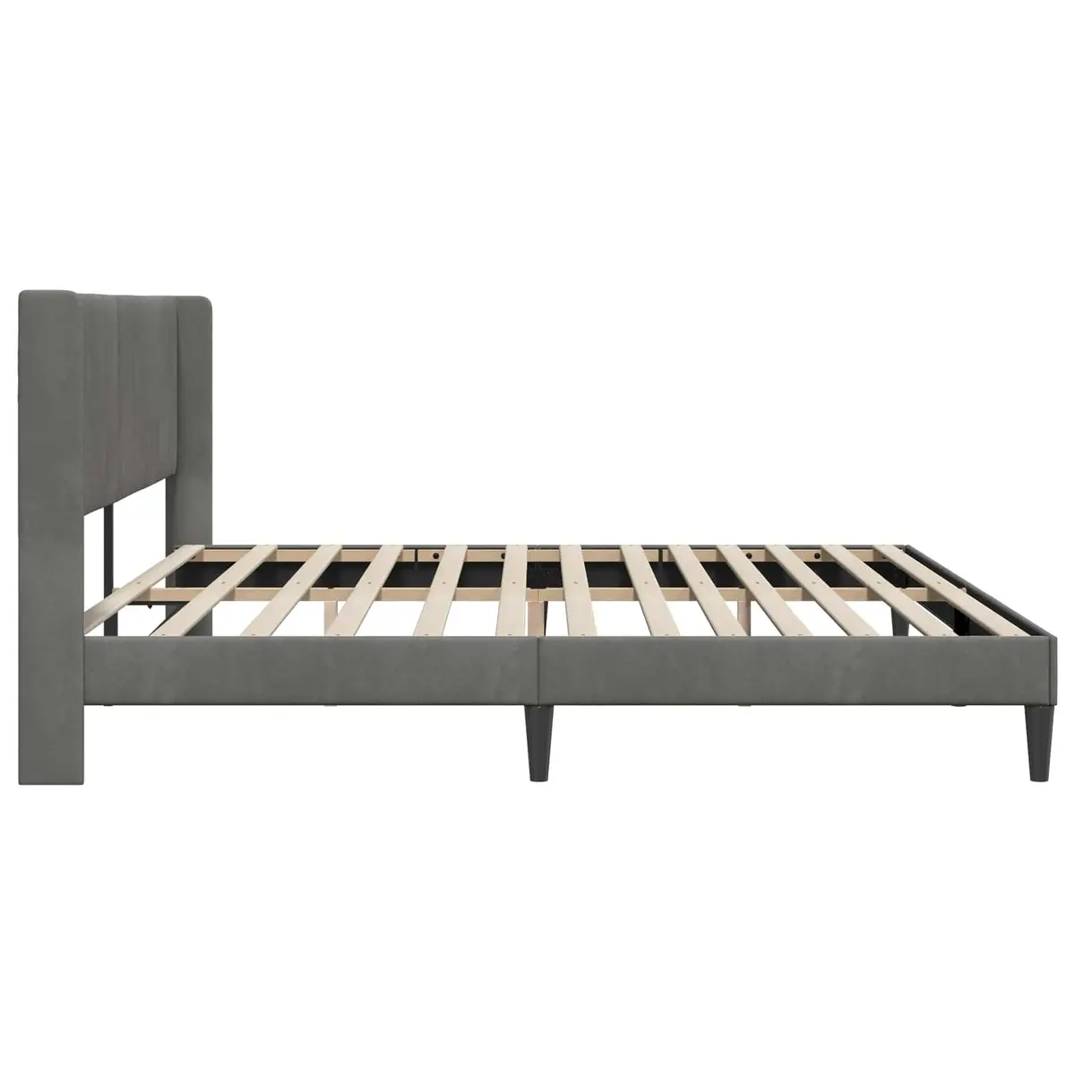 Bed Frame Grey Velvet 180 x 200 cm Modern Plywood Construction