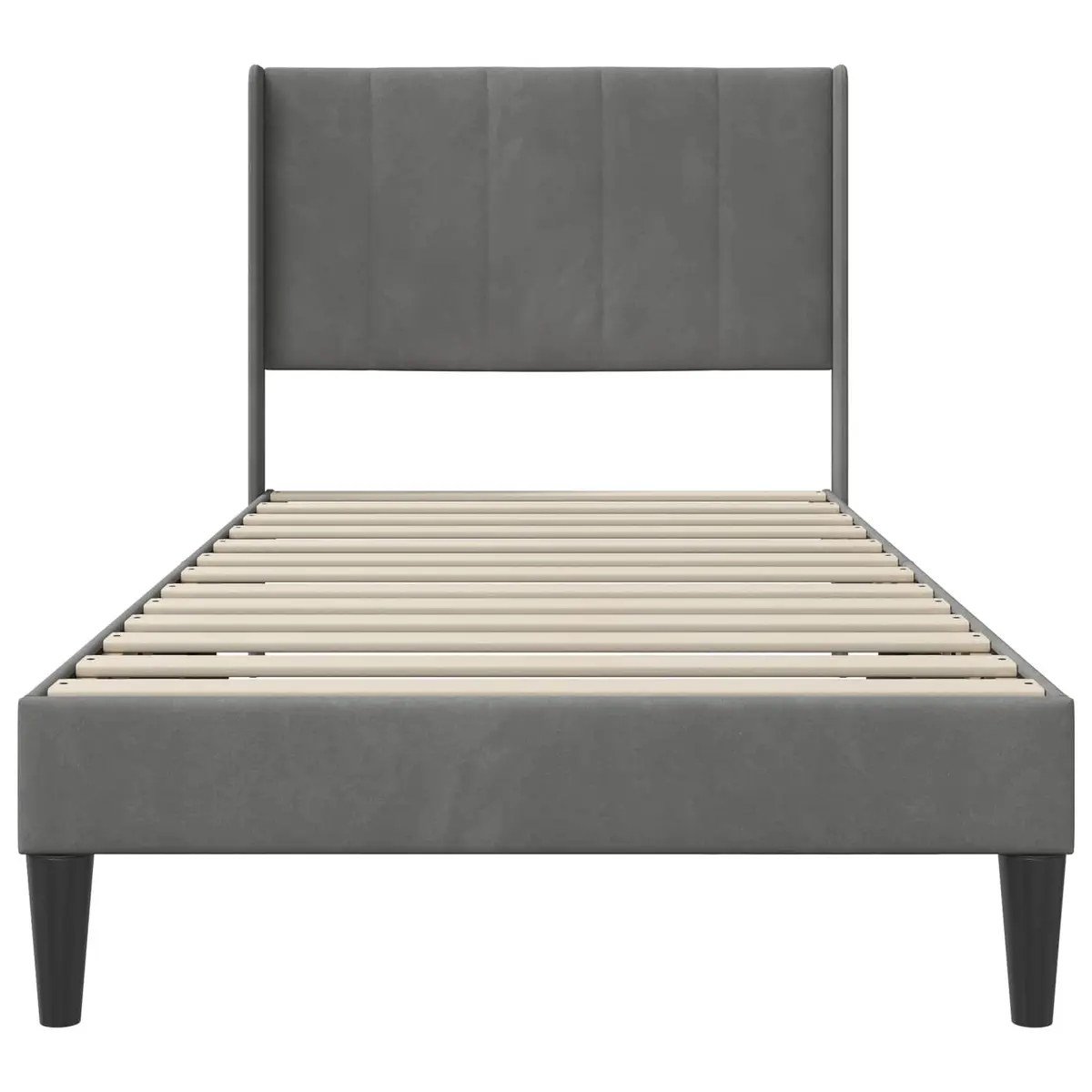 Bed Frame with Dark Grey Velvet Headboard