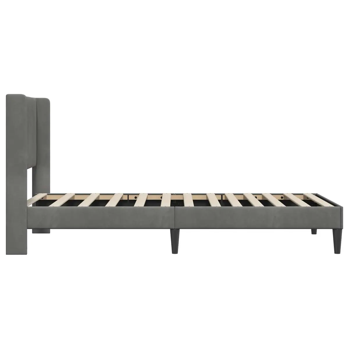 Bed Frame with Dark Grey Velvet Headboard