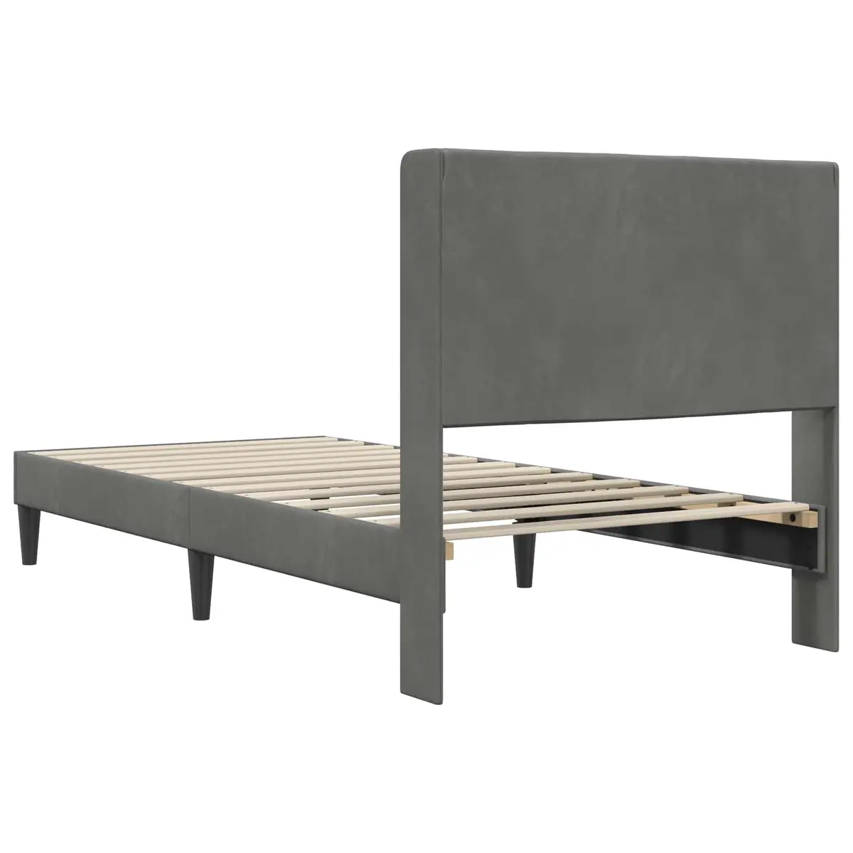 Bed Frame with Dark Grey Velvet Headboard