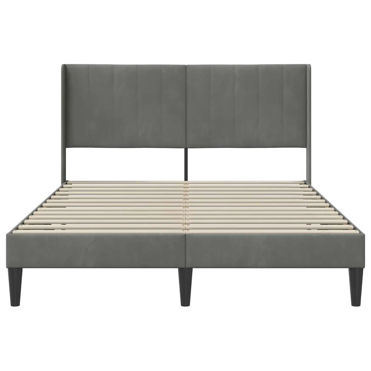 Dark Grey Bed Frame with Headboard 137 x 190 cm