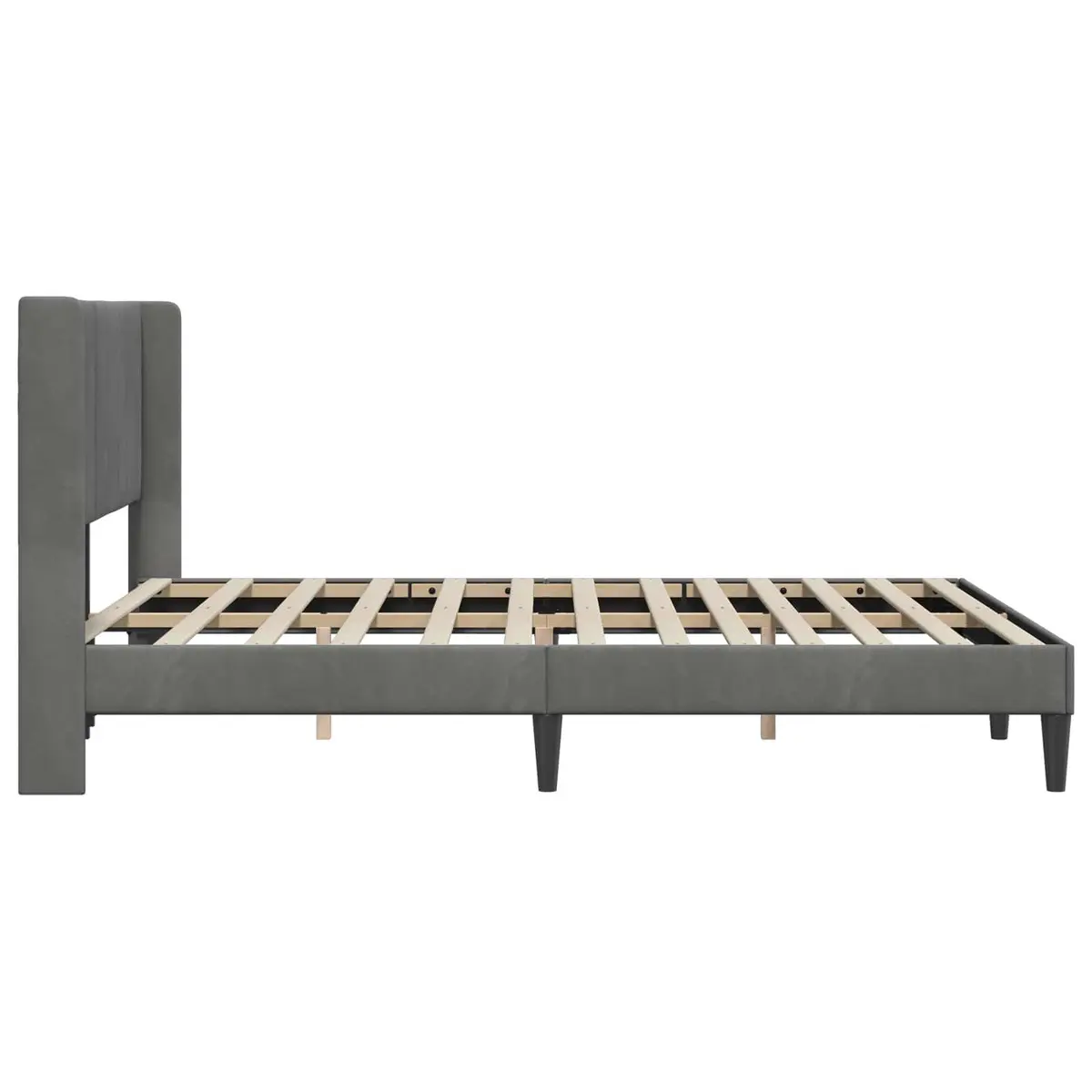 Dark Grey Bed Frame with Headboard 137 x 190 cm