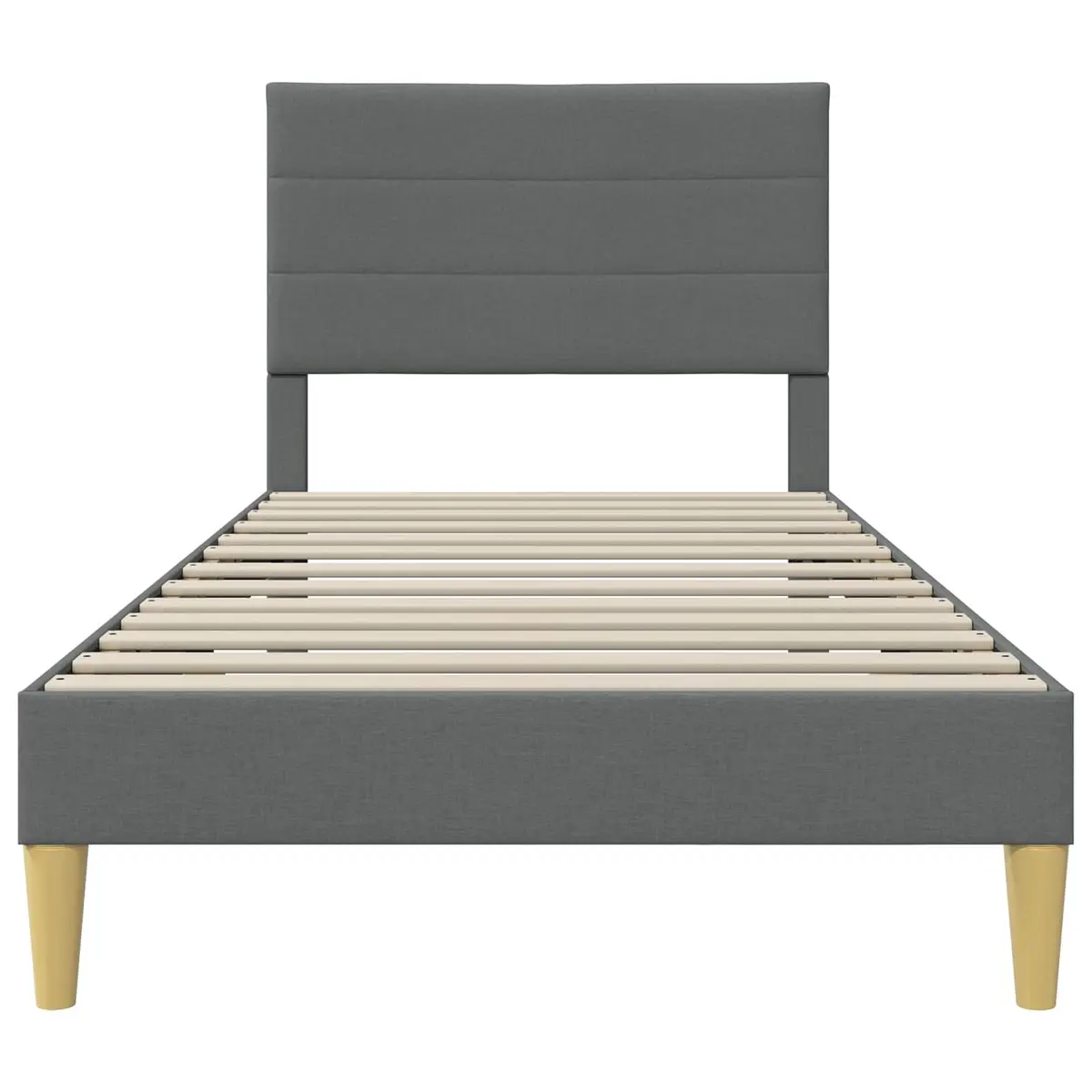 Fabric Bed Frame with Headboard Modern Dark Grey 90 x 190 cm Plywood