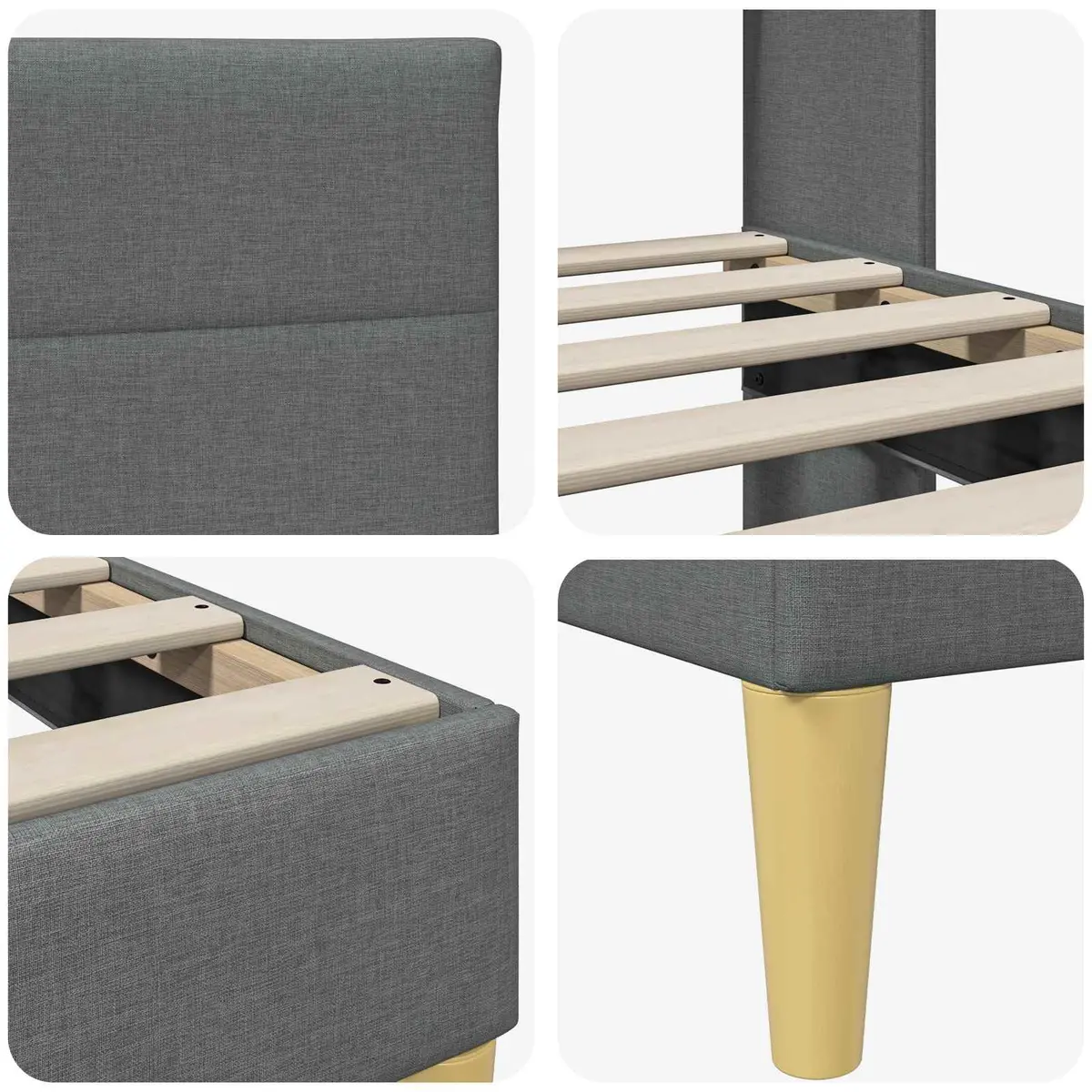 Bed Frame Grey 180 x 200 cm Fabric Upholstered Modern