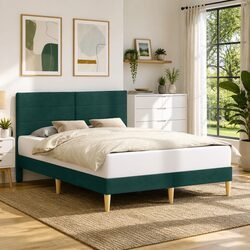 Contemporary Dark Grey Fabric Bed Frame 137 x 190 cm