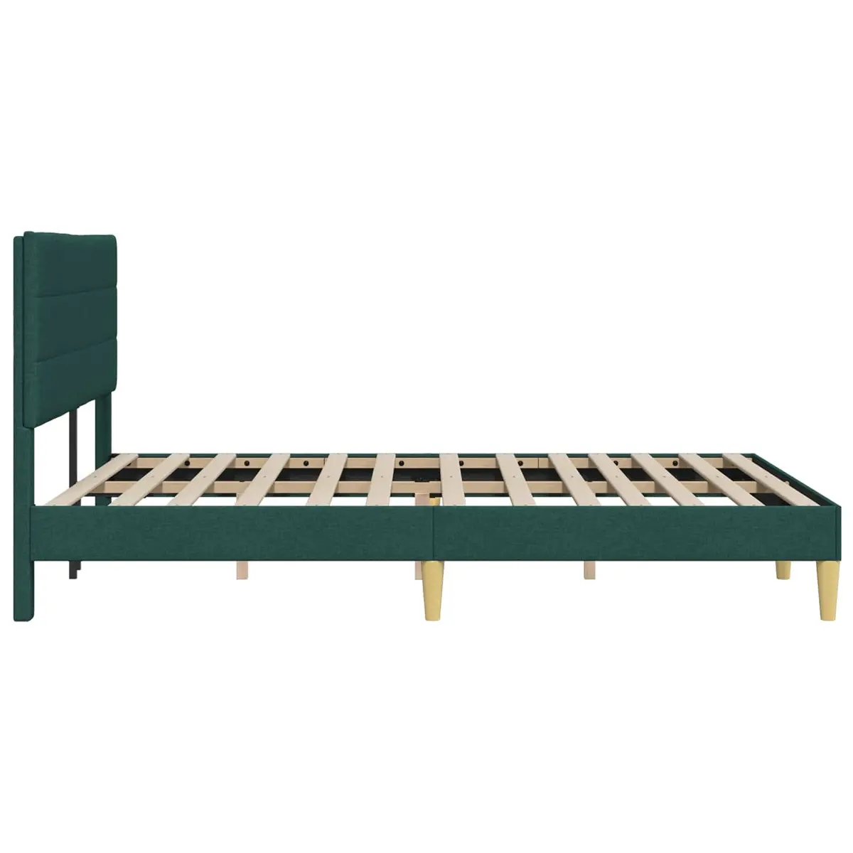 Bed Frame with Dark Grey Fabric Headboard Modern Design 137 x 190 cm Platform