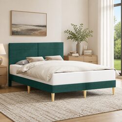 Dark Grey Fabric Headboard Bed Frame for Modern Spaces