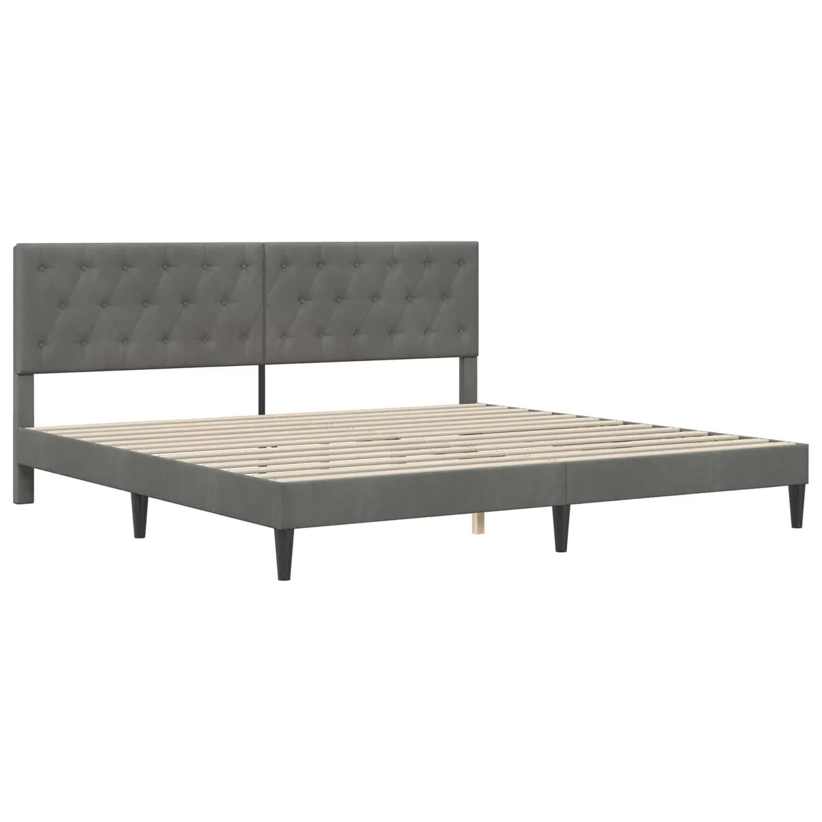 Grey Velvet Bed Frame with Headboard 180 x 200 cm