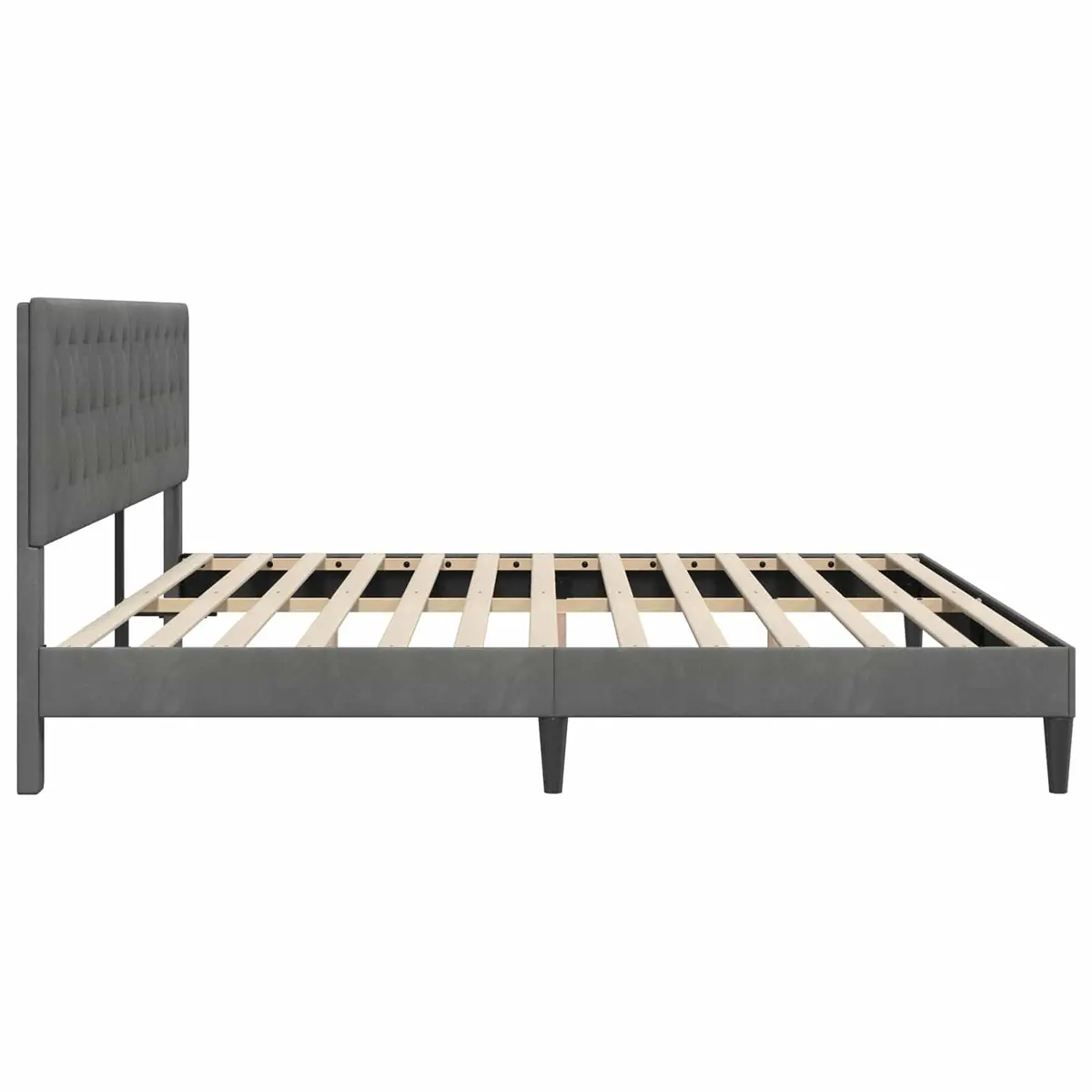 Grey Velvet Bed Frame with Headboard 180 x 200 cm