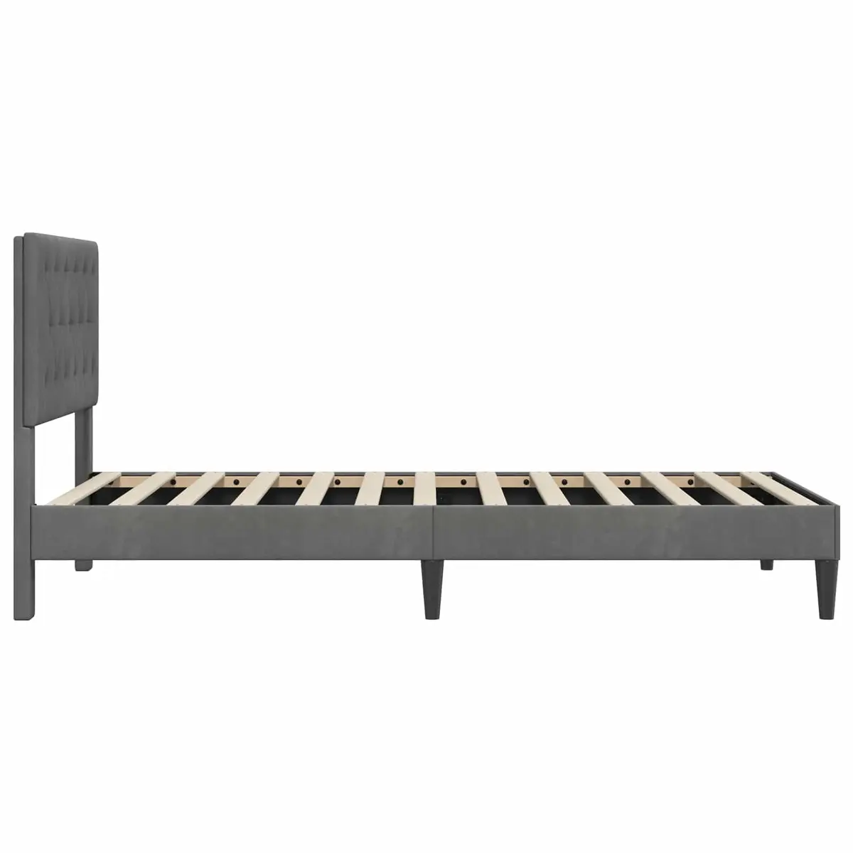 Bed Frame Velvet Headboard Dark Grey 107 x 203 cm Plywood