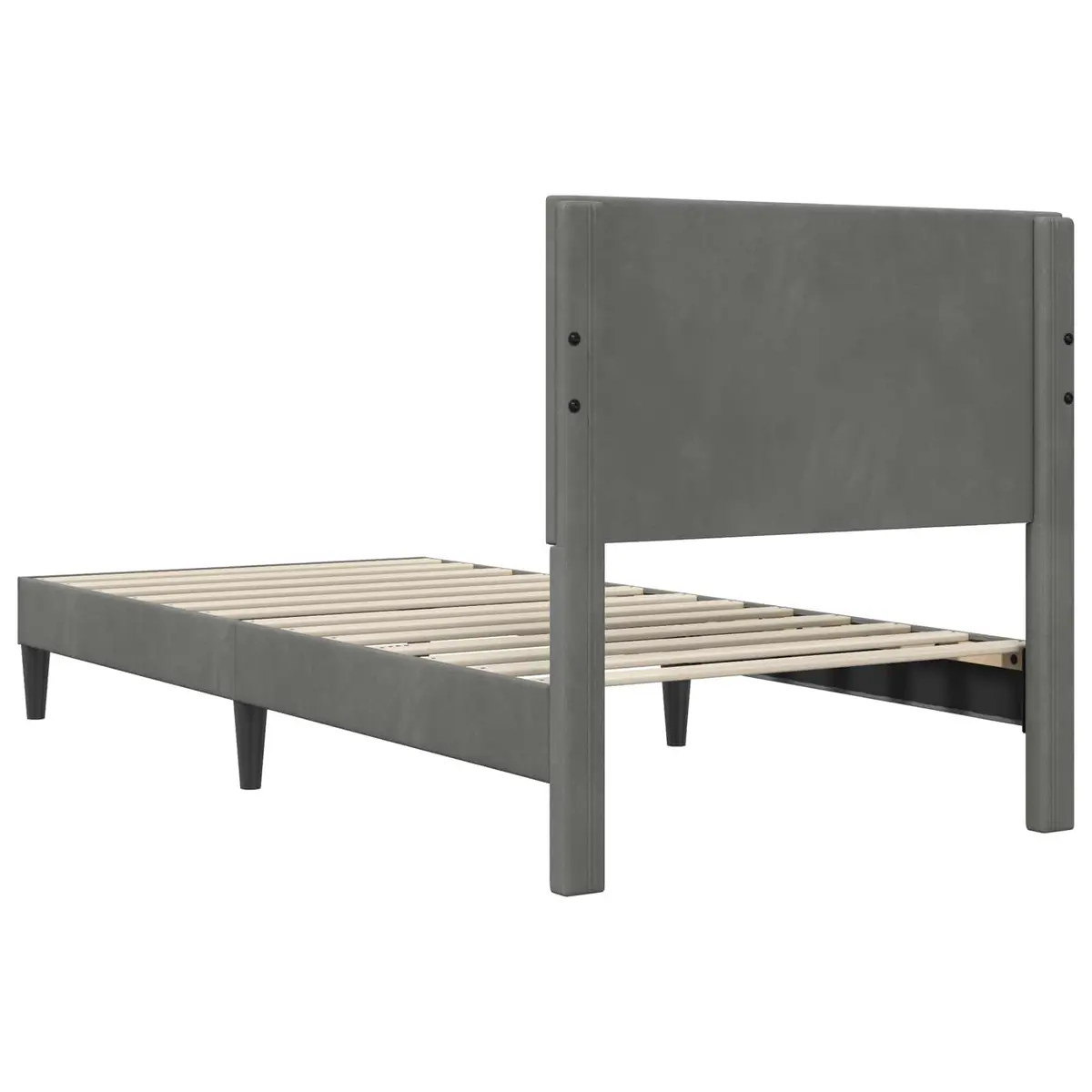 Bed Frame Velvet Headboard Dark Grey 107 x 203 cm Plywood