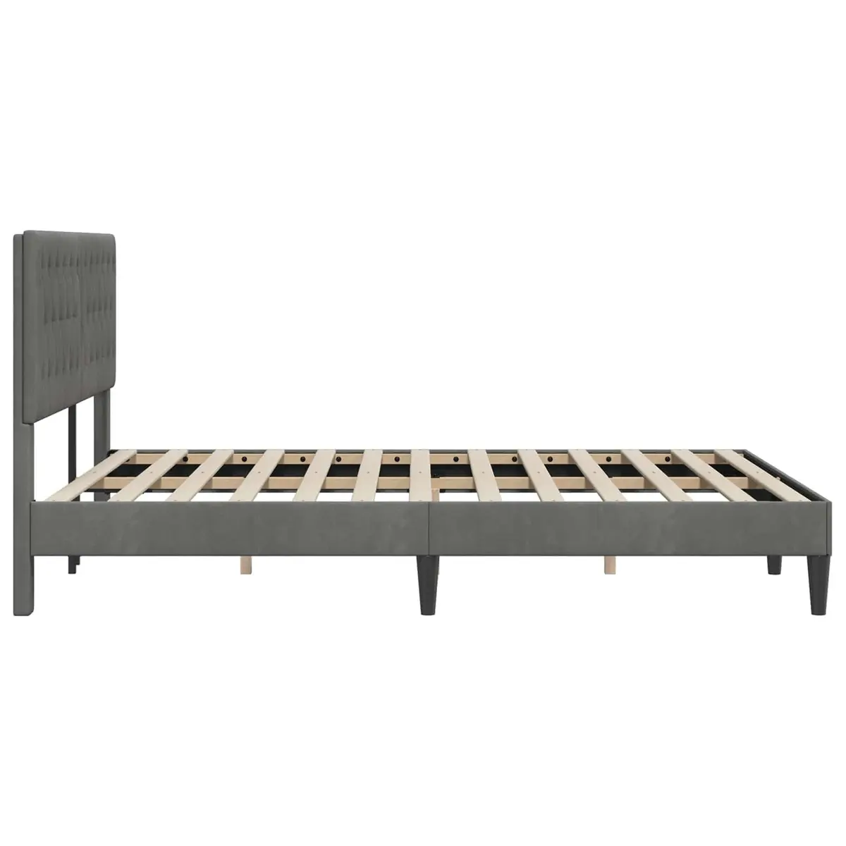 Velvet Headboard Bed Frame in Dark Grey 153 x 203 cm