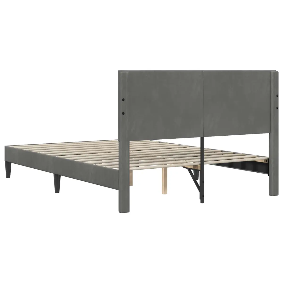 Velvet Headboard Bed Frame in Dark Grey 153 x 203 cm