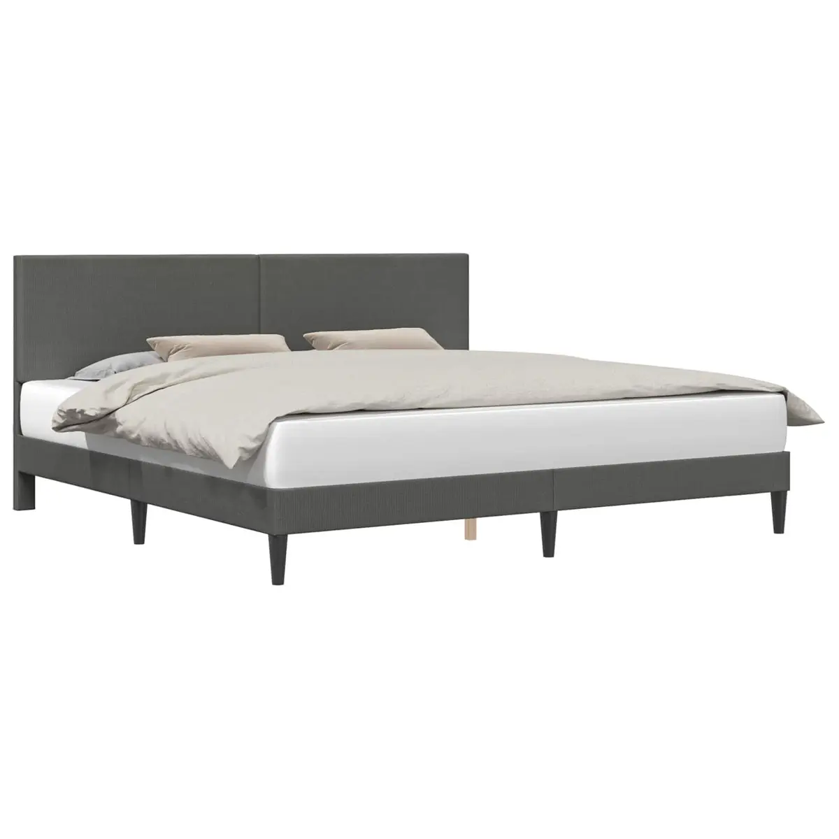 Bed Frame with Headboard Dark Grey 180 x 200 cm Corduroy Fabric Modern