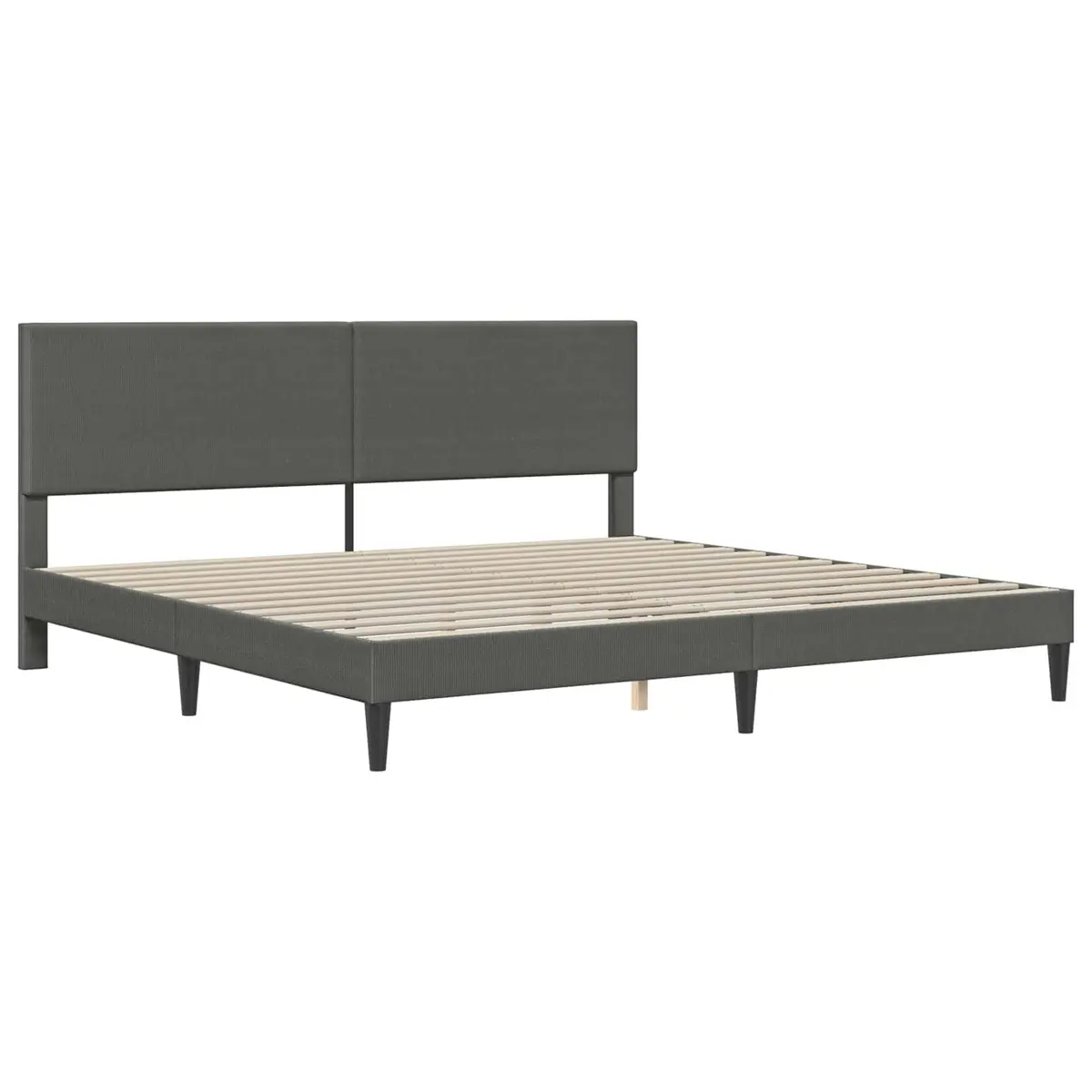 Bed Frame with Headboard Dark Grey 180 x 200 cm Corduroy Fabric Modern