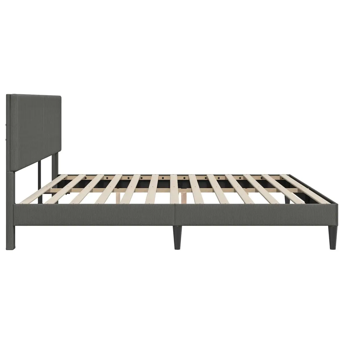 Bed Frame with Headboard Dark Grey 180 x 200 cm Corduroy Fabric Modern