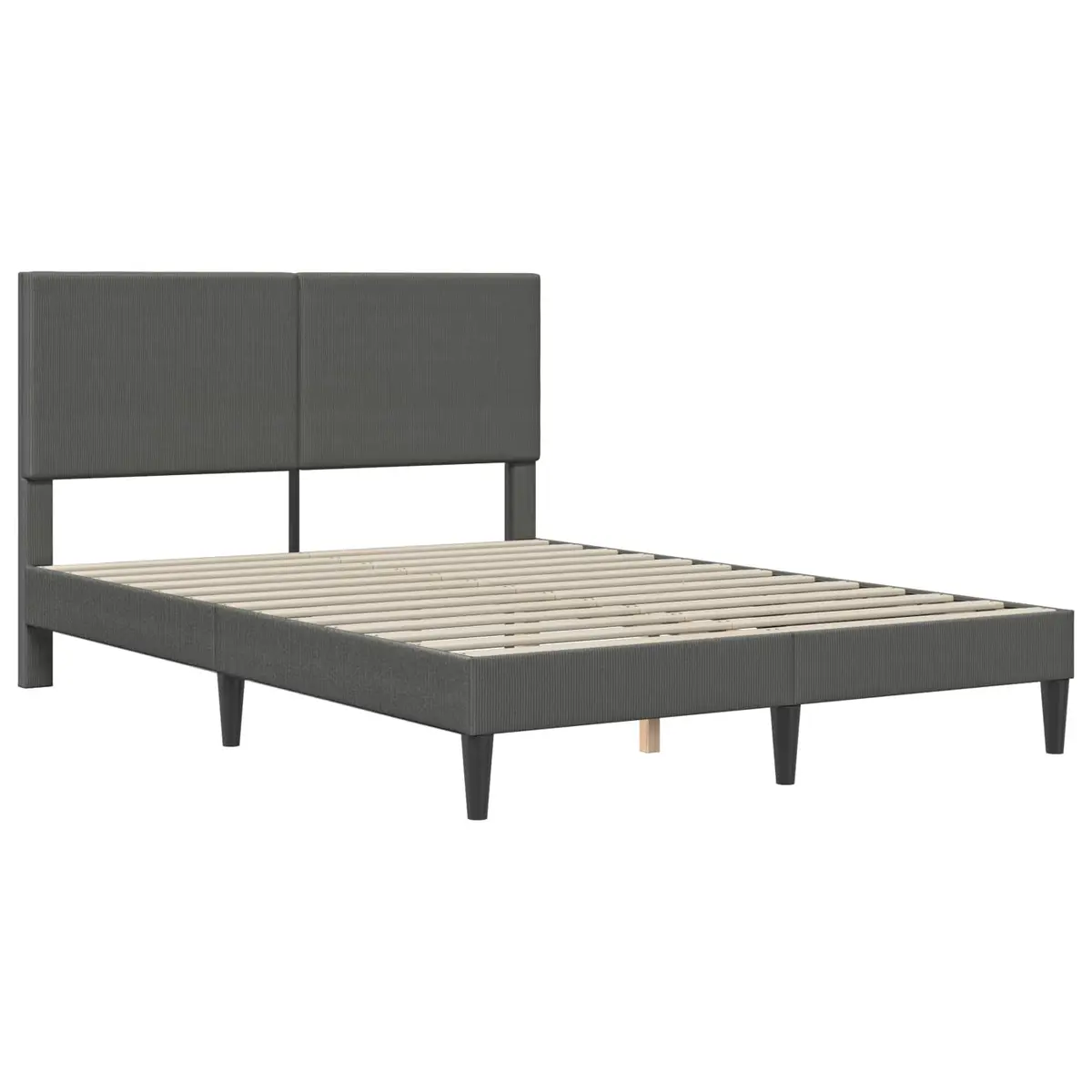 Dark Grey Corduroy Headboard Bed Frame 137 x 190 cm