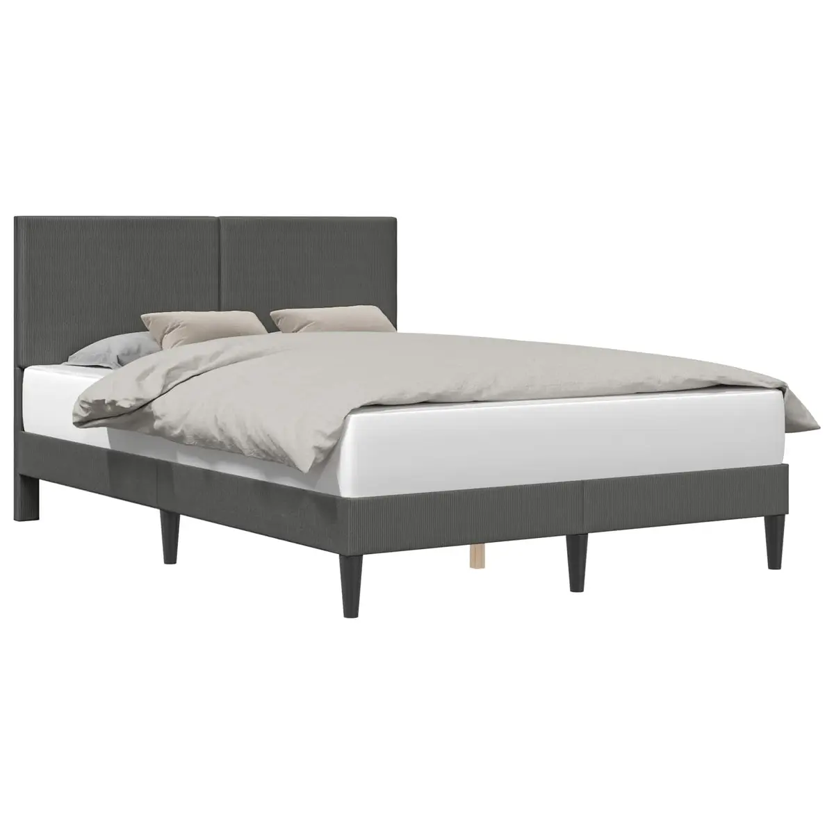 Dark Grey Corduroy Bed Frame 153x203cm