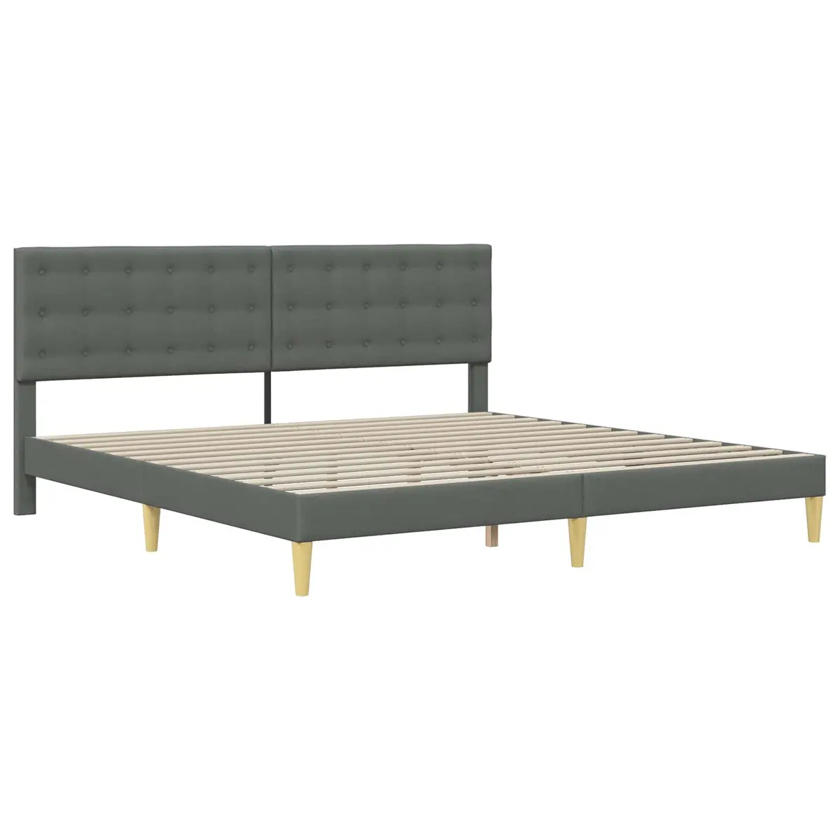 Grey Bed Frame with Plywood Headboard 180 x 200 cm