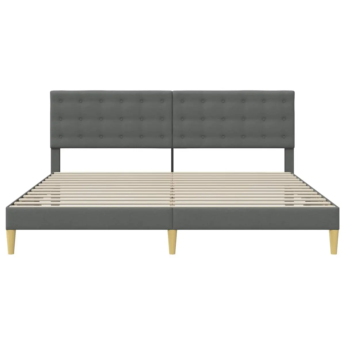 Grey Bed Frame with Plywood Headboard 180 x 200 cm