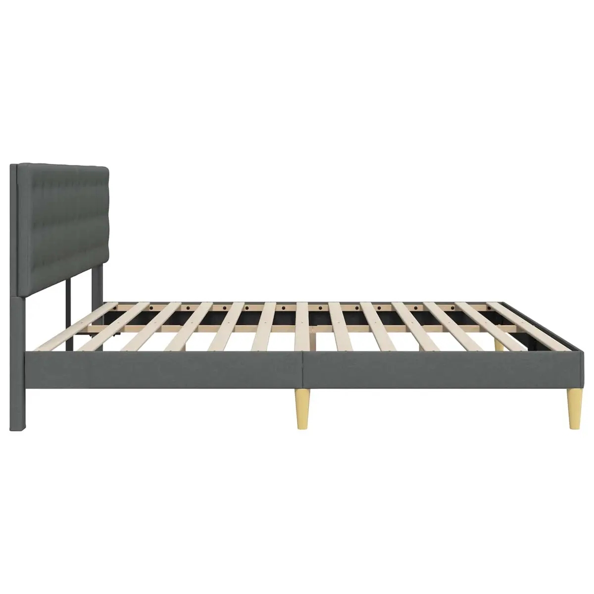 Grey Bed Frame with Plywood Headboard 180 x 200 cm