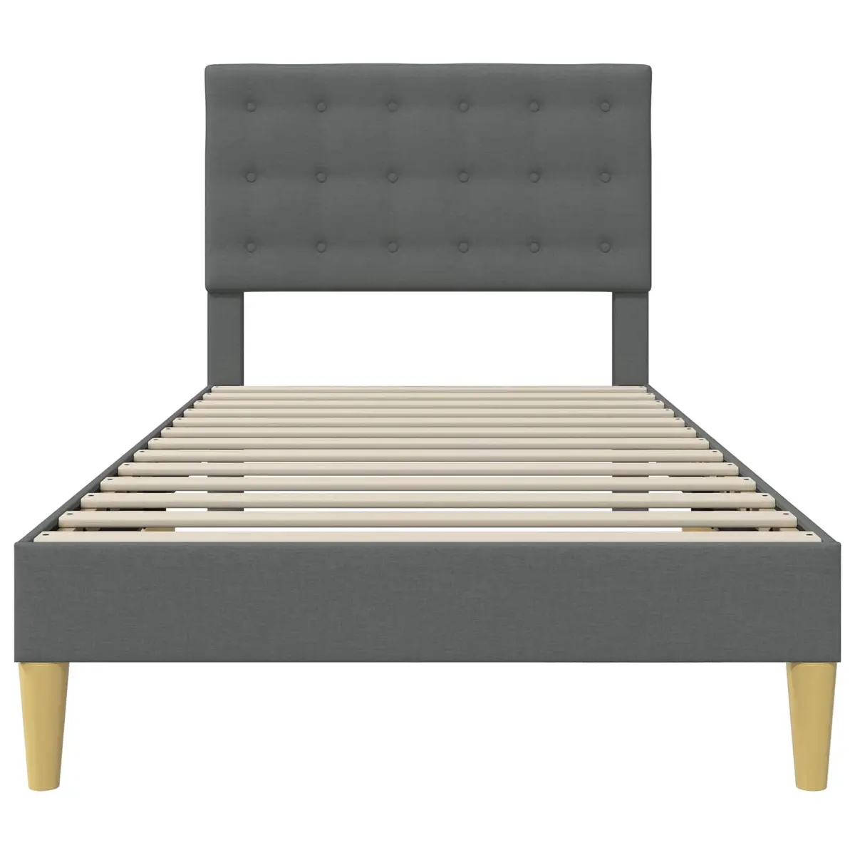 Bed Frame Fabric Headboard Dark Grey 107 x 203 cm Plywood Modern Furniture